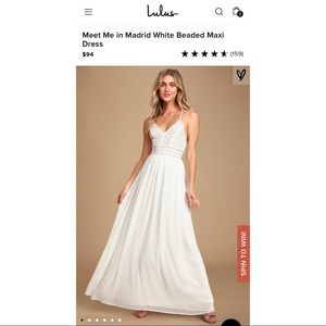Lulus Meet Me in Madrid White Beaded Maxi Dress